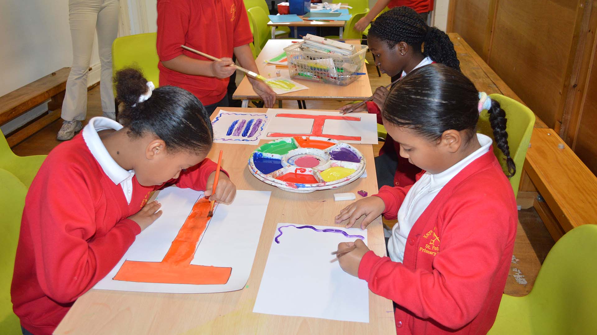 Children at St. Peter's Out of School Care Club in Cardiff enjoy some creative activities outside of school hours.